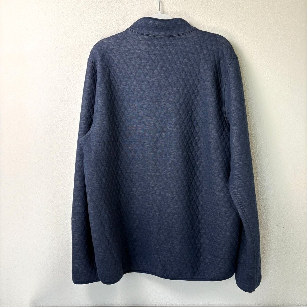Marine Layer Corbet Pullover Mens XL Blue Reversible Quilted 1/4 Snap Sweater - Picture 4 of 13